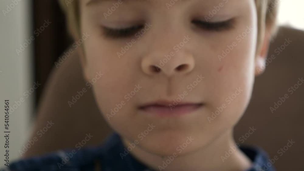 Cute Little Boy Kid Child Eat Breakfast Dinner Healthy Food Meal Kitchen Home Day Dining Room. 2x Slow motion 60 fps 4K Cute Little Boy Kid Child Eat Breakfast Dinner Healthy Food Meal Kitchen Home Day Dining Room. 2x Slow motion 60 fps 4K