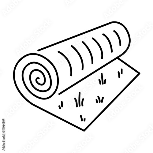 Turf roll icon. Artificial grass roll icon. Lawn roll representation. Vector illustration of rolled lawn real grass. 