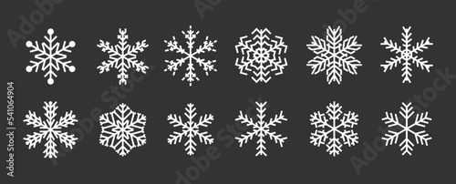 Set of snowflake line icons.