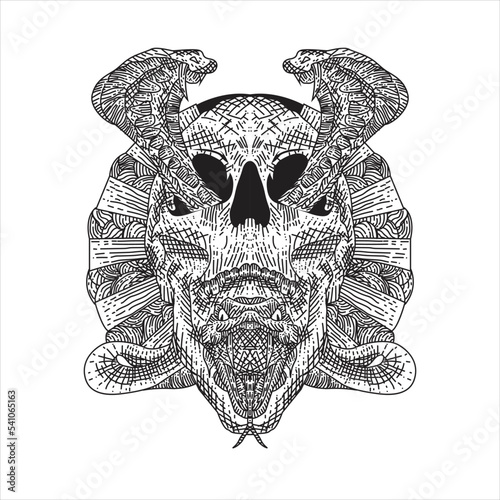 skull and snakes vector illustration for tattoo or clothing merchandise.