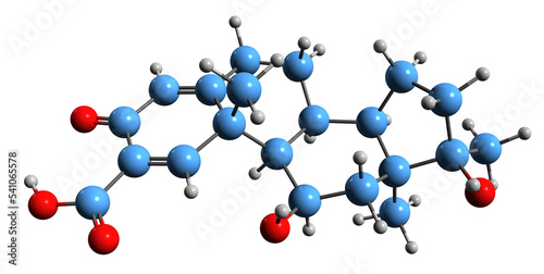 3D image of Roxibolone skeletal formula - molecular chemical structure of  steroidal antiglucocorticoid isolated on white background