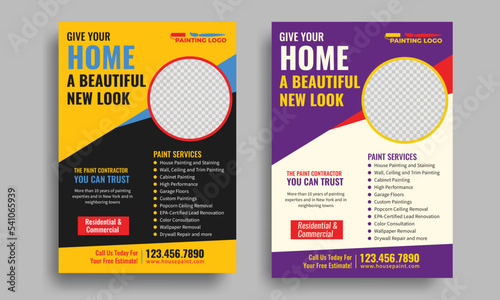 Professional house paint service flyer design templates, best Home Painting Flyer, Paint Contractor flyer © BAFIX Design