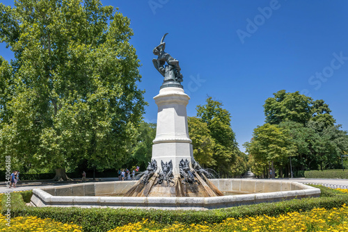 Fountain of the Fallen Angel by Ricardo Bellver (circa 1877) in El Retiro Park, Madrid, Spain photo