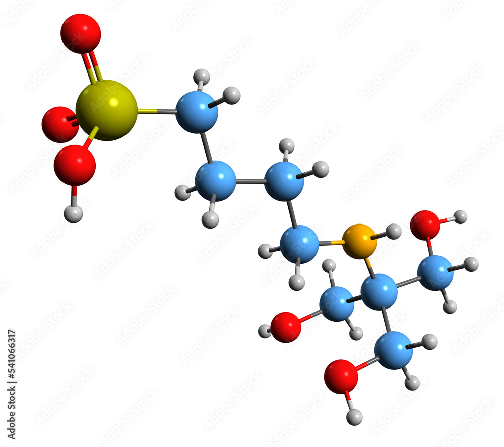 3D image of buffer TABS skeletal formula - molecular chemical structure of buffering agent isolated on white background
3D image of buffer TABS skeletal formula - molecular chemical structure of buffering agent isolated on white background