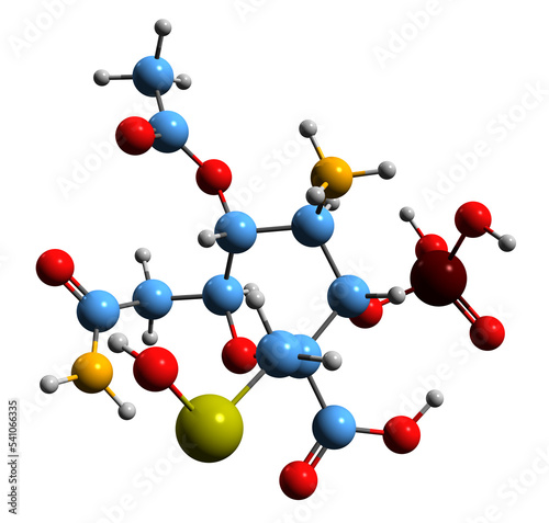  3D image of Tagetitoxin skeletal formula - molecular chemical structure of bacterial phytotoxin isolated on white background photo