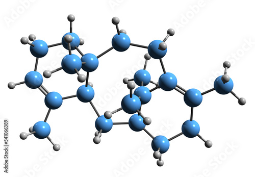  3D image of Taxadiene skeletal formula - molecular chemical structure of diterpene isolated on white background
 photo
