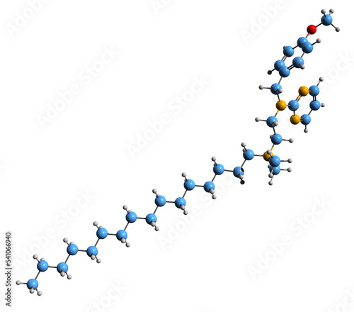 Fototapeta Naklejka Na Ścianę i Meble -  3D image of Thonzonium bromide skeletal formula - molecular chemical structure of monocationic detergent isolated on white background