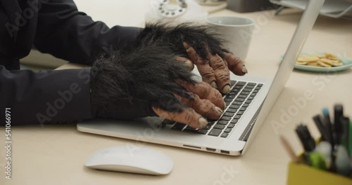 Monkey Fingers typing on keyboard