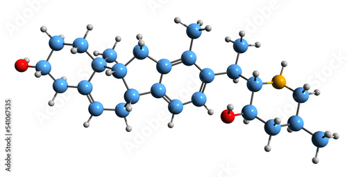 Fototapeta Naklejka Na Ścianę i Meble -   3D image of Veratramine skeletal formula - molecular chemical structure of Veratrum alkaloid isolated on white background