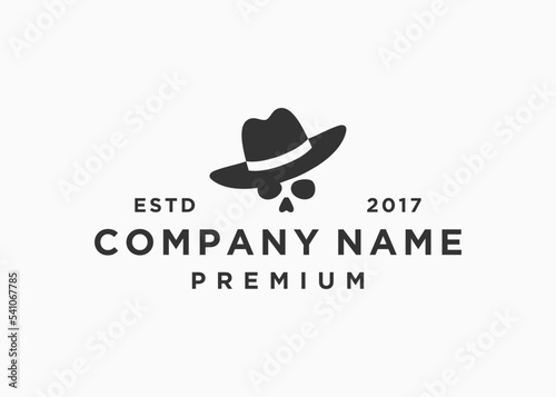 cowboy skull logo design vector illustration template