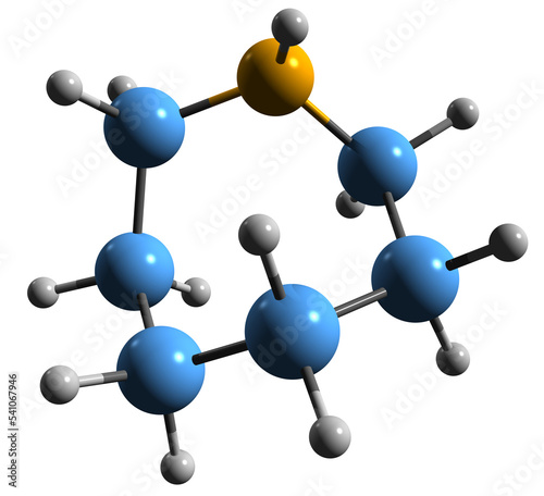  3D image of Azepane skeletal formula - molecular chemical structure of Hexamethyleneimine isolated on white background
 photo