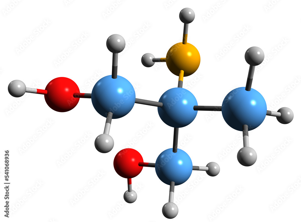 3D image of АМРd buffer skeletal formula - molecular chemical structure of buffering agent isolated on white background 3D image of АМРd buffer skeletal formula - molecular chemical structure of buffering agent isolated on white background