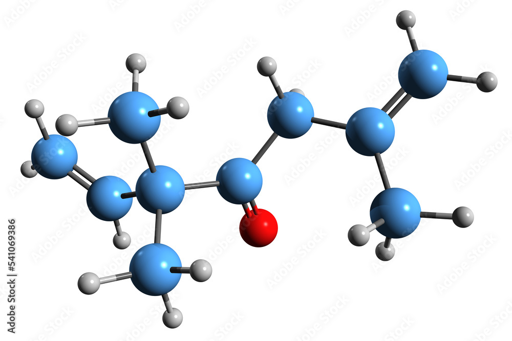 3D image of Artemisia ketone skeletal formula - molecular chemical structure of Artemisia monoterpene isolated on white background 3D image of Artemisia ketone skeletal formula - molecular chemical structure of Artemisia monoterpene isolated on white background
