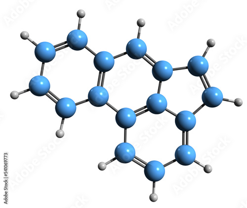3D image of acephenanthrylene skeletal formula - molecular chemical structure of polycyclic aromatic hydrocarbon isolated on white background