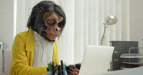 Monkey Business Woman in Office
