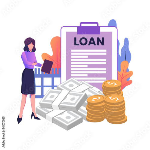 Loan disbursement flat style illustration design