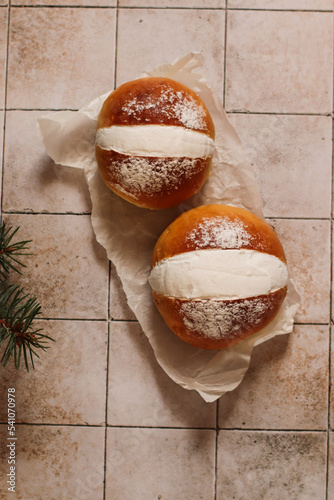 appetizing buns sweet maritozzi romani ricetta originale closeup selective focus