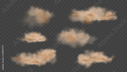 Dust sand cloud dirt air vector smog transparent element. Dusty smoke cloud design.