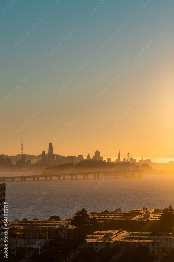 San Francisco Cityscape at sunset - Amazing sky
