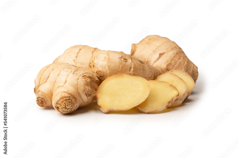 Ginger root isolated on white background.