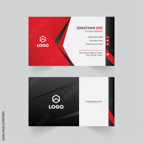 creative abstract Business Card Design With Black And Red Gradients