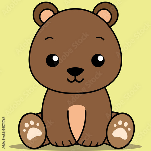 Cute Baby Bear, Kawaii Teddy Sitting, 