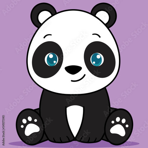 Fototapeta Naklejka Na Ścianę i Meble -  Cute Baby Panda, Kawaii Panda Sitting