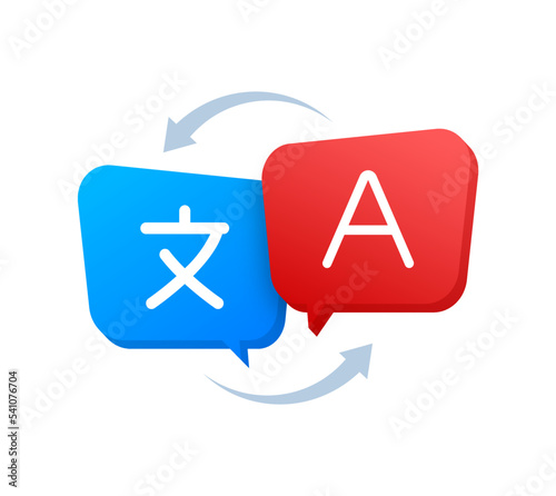 Online language translator concept. Translator icon. Vector stock illustration.