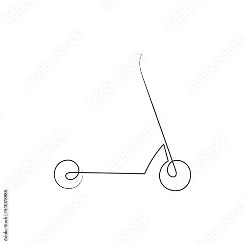 Scooter in one line art drawing style. Green city transport for short distance. Minimalist black linear vector illustration isolated on white background.