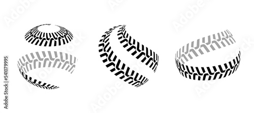Tire logo tractor design. Tyre track wheel race service sign background