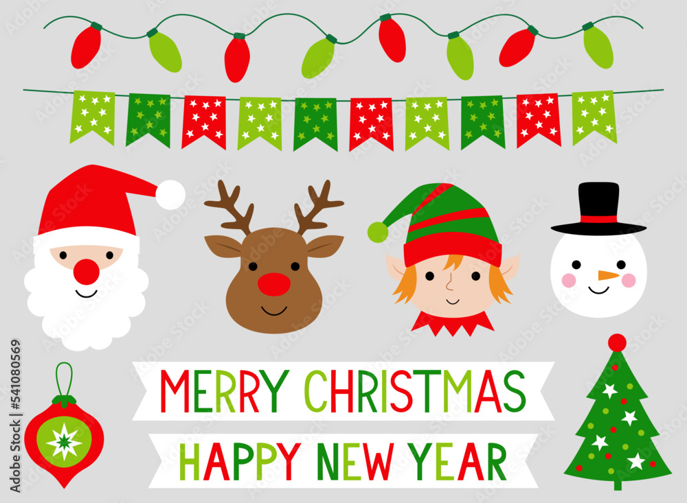 Фотография Christmas vector characters and decoration
