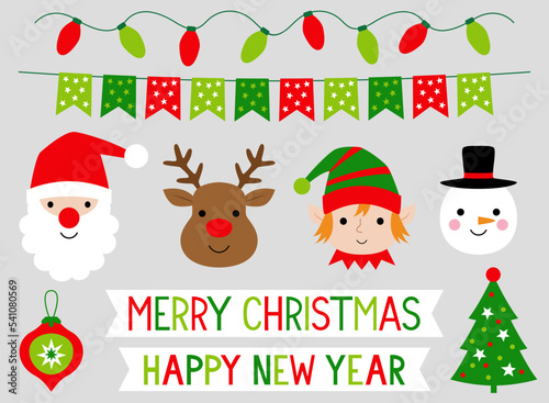 Fotografija Christmas vector characters and decoration