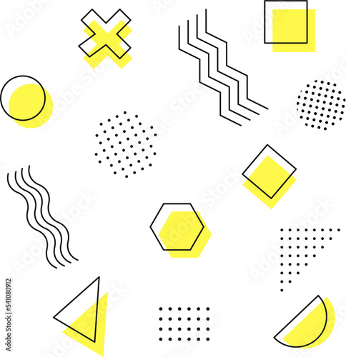 Abstract geometric memphis background. Fashion 80s-90s trends designs, Retro funky. Illustration