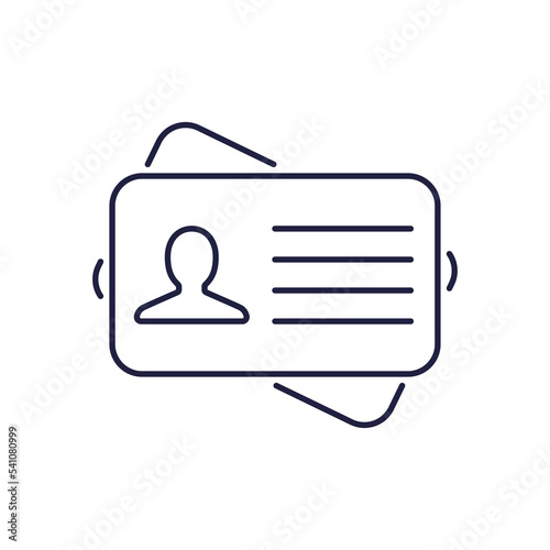 ID card line icon vector identification pictogram person business logo. ID photo symbol person.