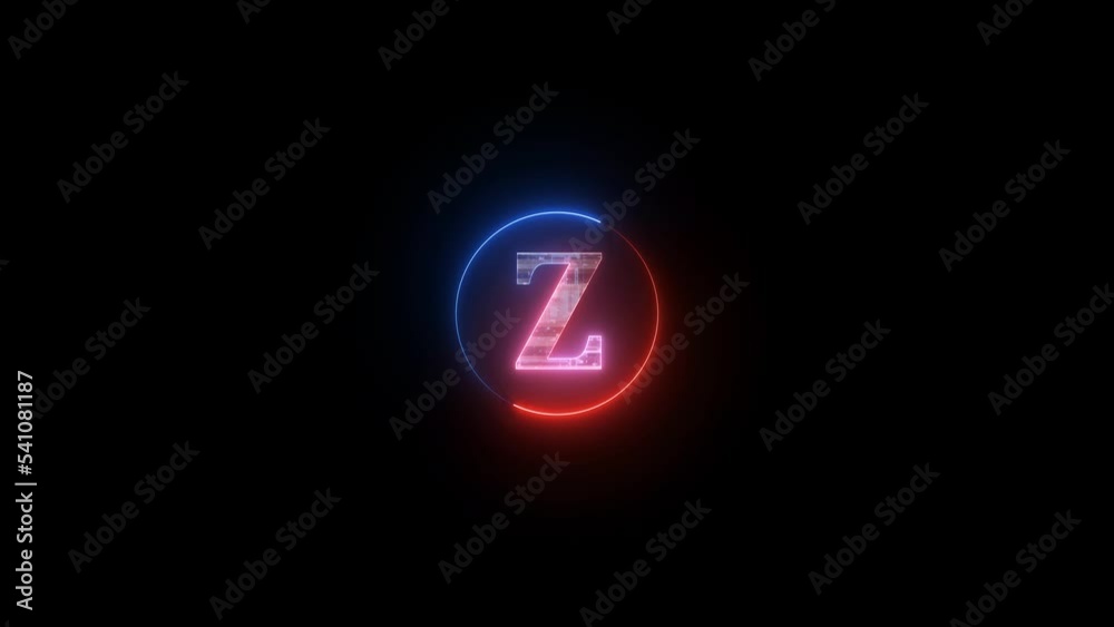 Z letter glowing neon intro animation black background Z letter glowing neon intro animation black background