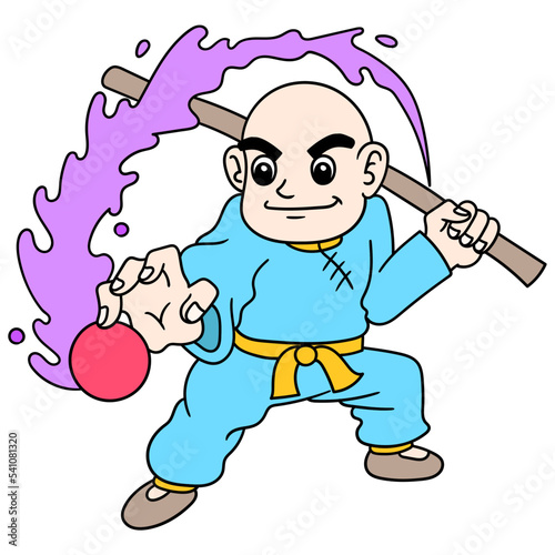 Illustration of a man practicing martial arts isolated on a white background