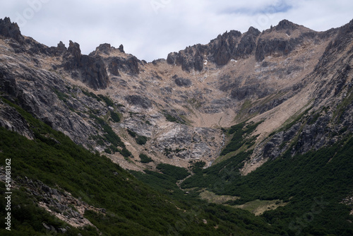 Alpine landscape. View of the rocky mountains in Cerro Catedral, Bariloche, Patagonia Argentina. 