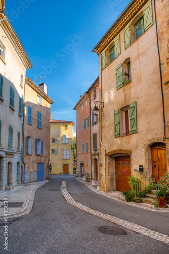 Travel destination, small old village in hear of Provence Cotignac with famous cliffs with cave dwellings and troglodytes houses, Var, Provence Alpes Cote D'Azur, France