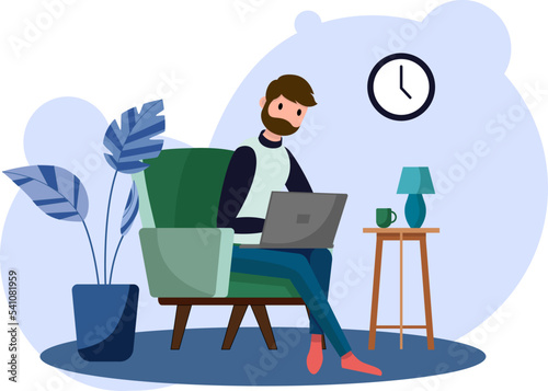 the guy works at the computer