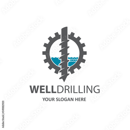 emblem of water well drilling isolated on white background