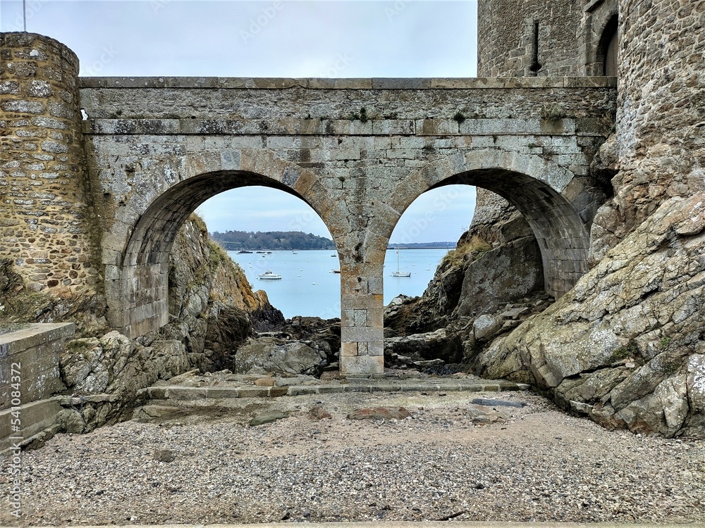 old stone bridge in Saint-Malo, Brittany France