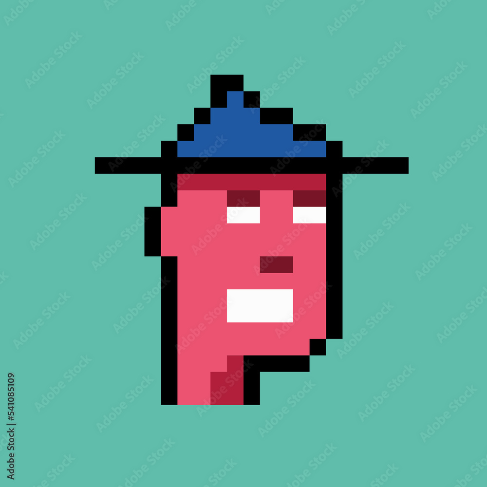 Obraz premium pixel men with different objects on their heads 3