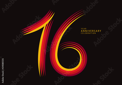 16 years anniversary celebration logotype red line vector, 16th birthday logo, 16 number design, Banner template, logo number elements for invitation card, poster, t-shirt.