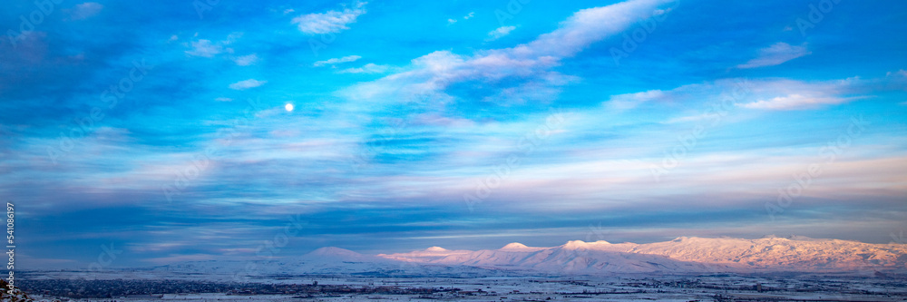 Naklejka premium Mountains covered with snow