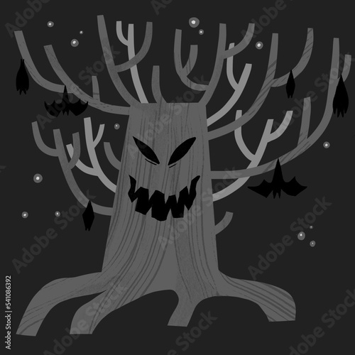 Spooky Halloween Tree with bats photo