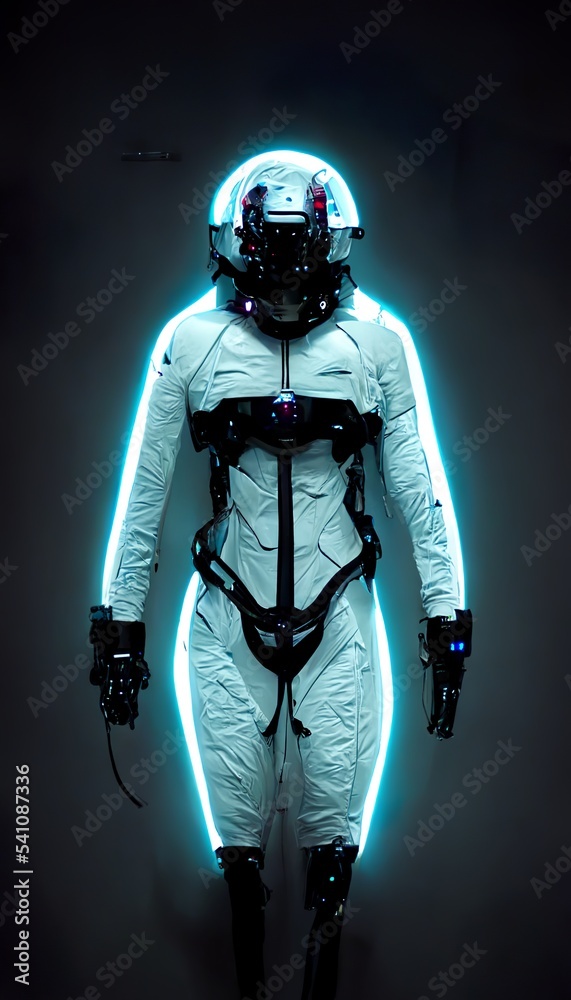 Futuristic sci-fi female space suit design illustration Stock Illustration  | Adobe Stock