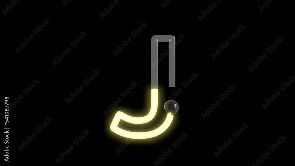 Yellow Neon Lights Themed Font Letter J Yellow Neon Lights Themed Font Letter J
