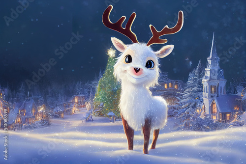 Fotobehang little Christmas reindeer