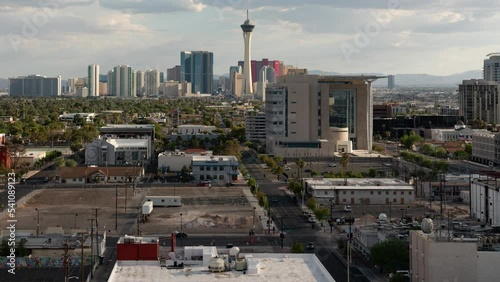 Las Vegas Skyline and Downtown Cityscape Time Lapse Pan L Nevada USA photo