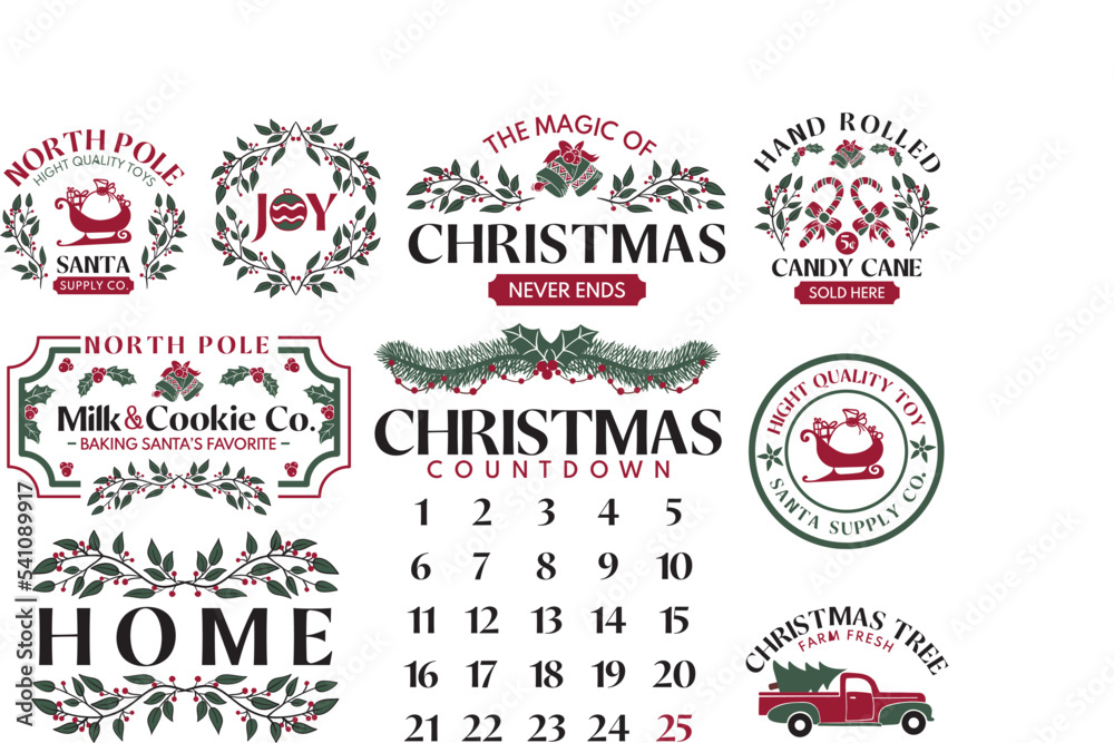 Naklejka premium Christmas Sign Making Bundle, Farmhouse Christmas SVG, Farmhouse Christmas Bundle SVG, Vintage Christmas SVG, Christmas Bundle SVG, Christmas SVG, Farmhouse Sign SVG, Farm Fresh SVG